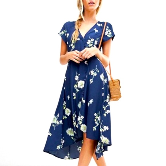 Free People Dresses & Skirts - Free People Lost in You Button Front Midi Dress